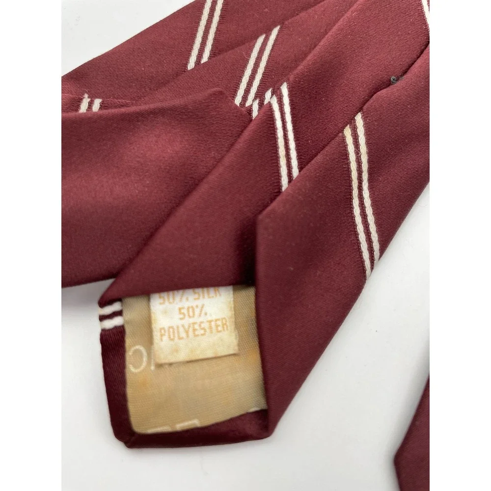 Givenchy Gentlemen Paris Burgundy Striped Silk Blend Vintage Necktie Celanese